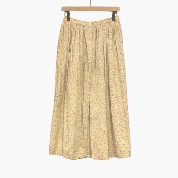 RARE Ralph Lauren Vintage Cotton Pleated Button Front Printed Skirt Size 10 - Picture 11 of 11